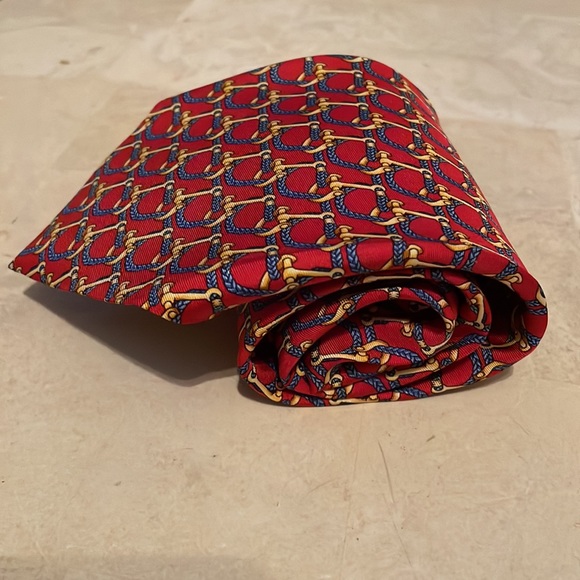 Dormeuil Tie, Multi Colors: Red, Blue, Tan & Burgundy - Picture 3 of 7